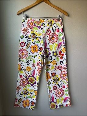 Vintage 90s High Waisted Floral Capri Pants